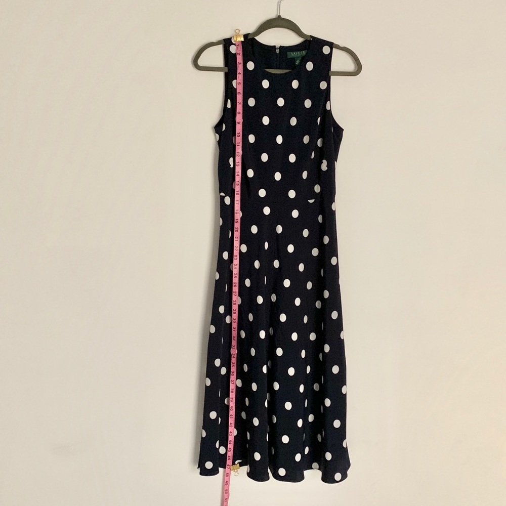 Ralph Lauren navy white polka dot dress - Picture 3 of 8